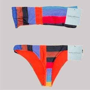 NWT Mara Hoffman Bikini Set Abigail Top + Kay Bottom S Black Multi 2 Pc Swim